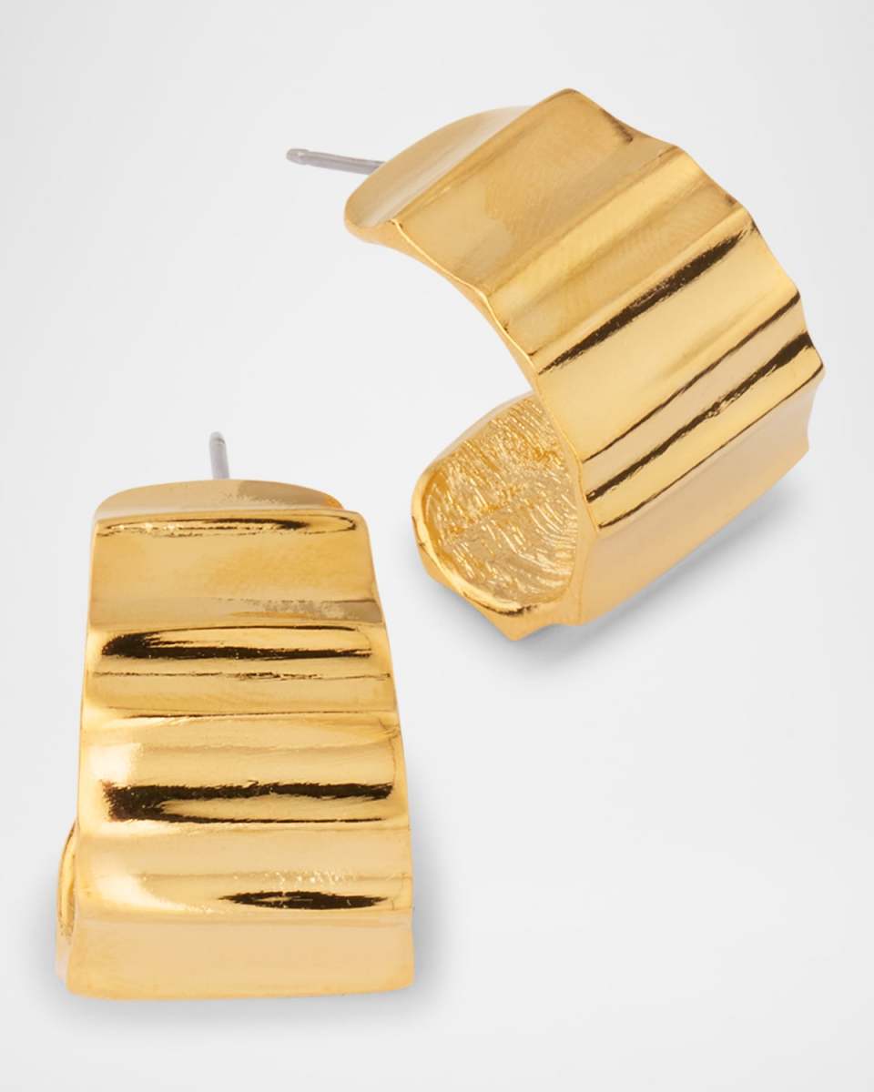 Tapered Ribbed C-Shape Hoop Earrings
